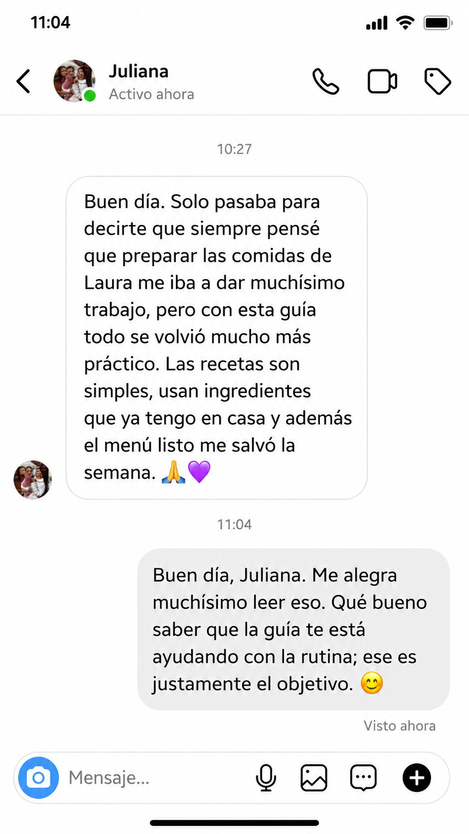 Mensaje de mamá agradeciendo por el Mapa